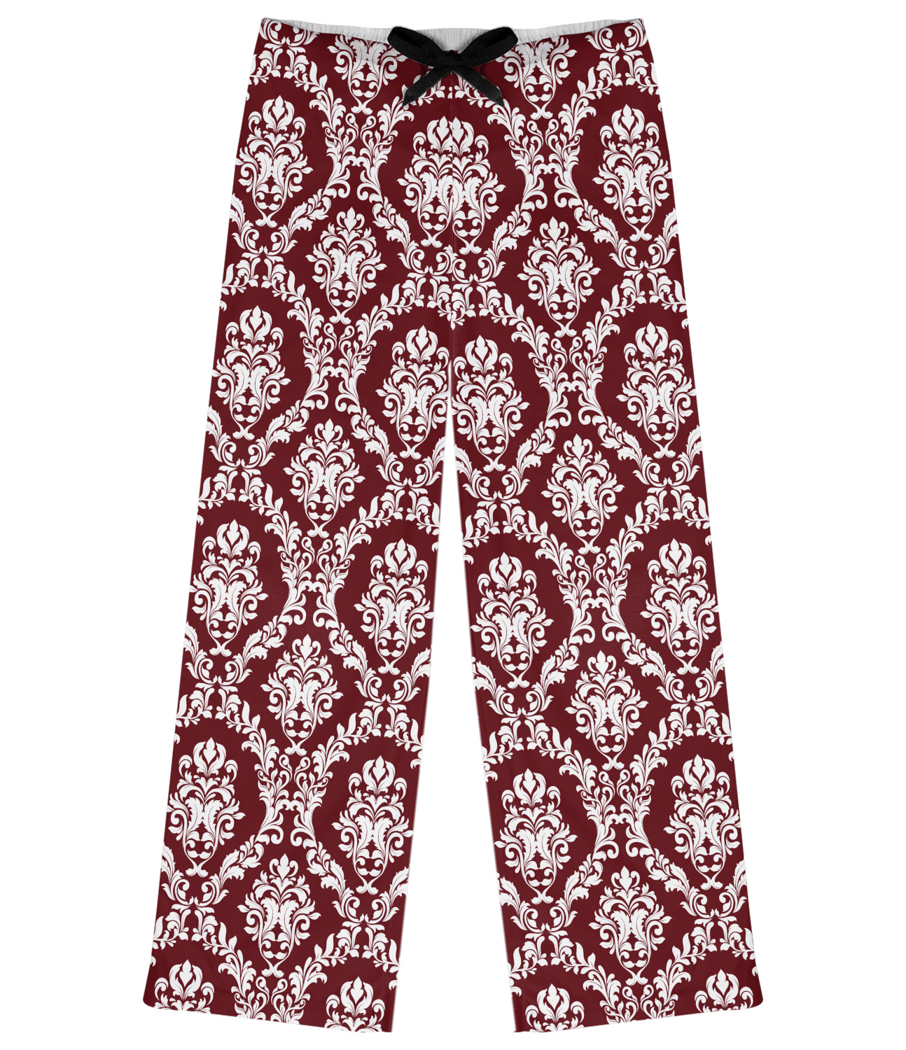 Maroon & White Womens Pajama Pants (Personalized) - YouCustomizeIt