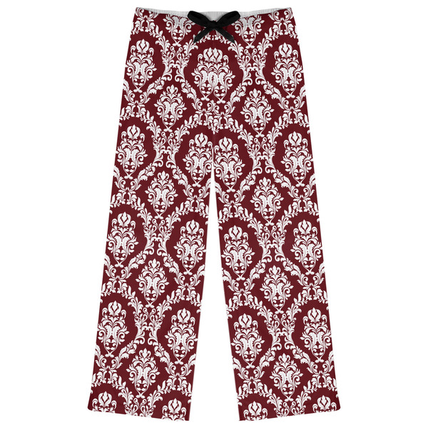 Custom Maroon & White Womens Pajama Pants - XL