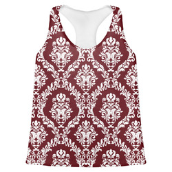 Maroon & White Womens Racerback Tank Top - Large (Personalized)