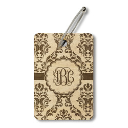 Maroon & White Wood Luggage Tag - Rectangle (Personalized)
