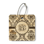 Maroon & White Wood Luggage Tag - Square (Personalized)