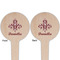 Maroon & White Wooden 4" Food Pick - Round - Double Sided - Front & Back