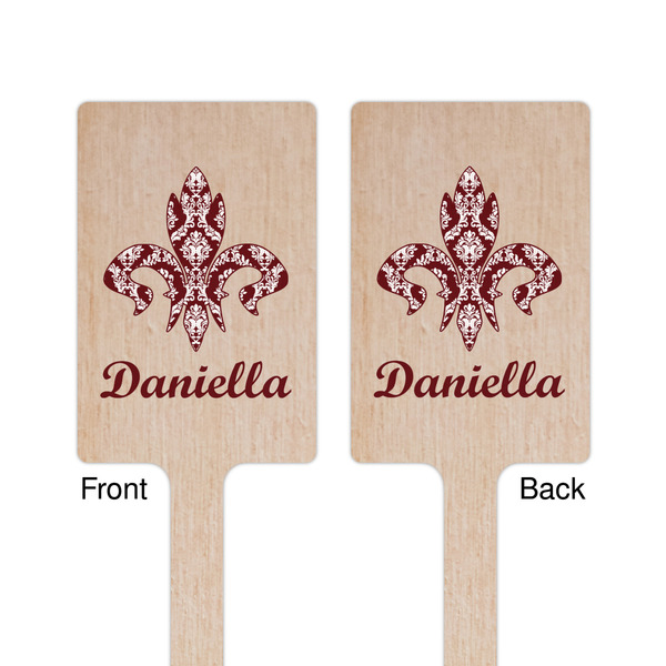 Maroon & White Wooden 6.25" Stir Stick - Rectangular - Double Sided - Front & Back