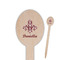 Maroon & White Wooden Food Pick - Oval - Closeup