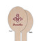 Maroon & White Wooden Food Pick - Oval - Single Sided - Front & Back