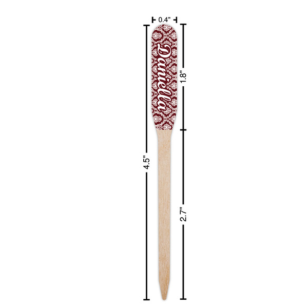 Maroon & White Wooden Food Pick - Paddle - Dimensions