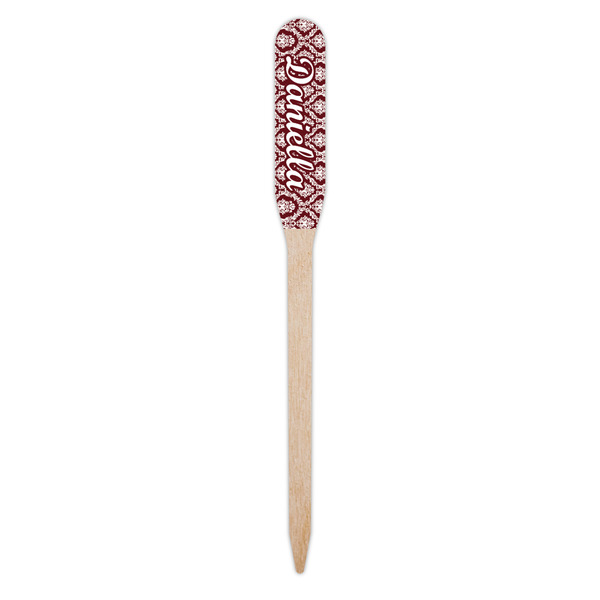 Maroon & White Wooden Food Pick - Paddle - Single Pick