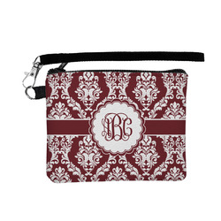 Maroon & White Wristlet ID Case w/ Monogram