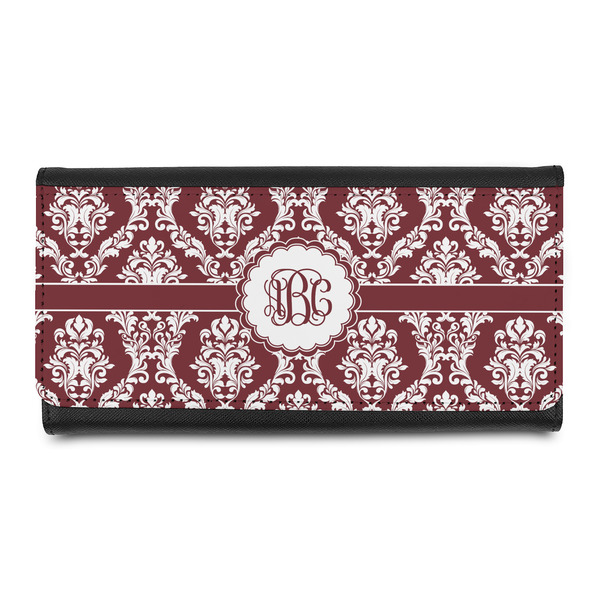 Custom Maroon & White Leatherette Ladies Wallet (Personalized)