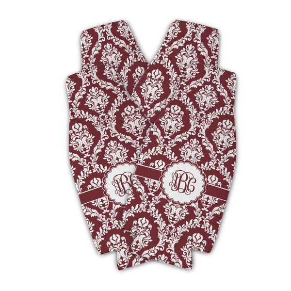 Maroon & White Zipper Bottle Cooler - Set of 4 - PARENT MAIN (flat)