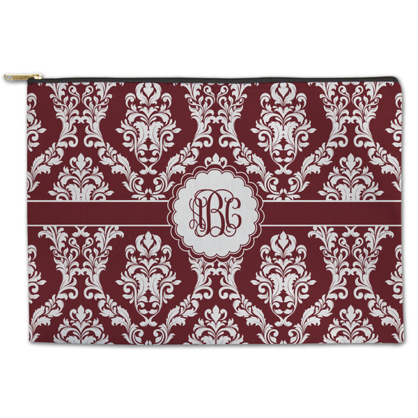 Custom Maroon & White Zipper Pouch - Large - 12.5"x8.5" (Personalized)