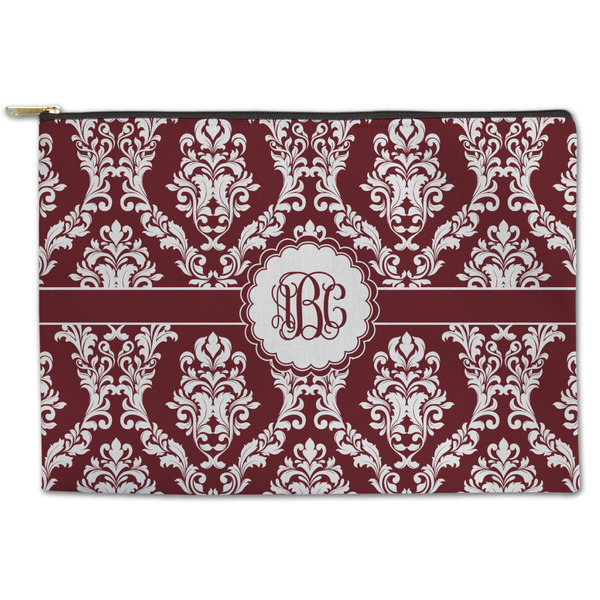 Custom Maroon & White Zipper Pouch (Personalized)
