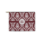 Maroon & White Zipper Pouch - Small - 8.5"x6" (Personalized)