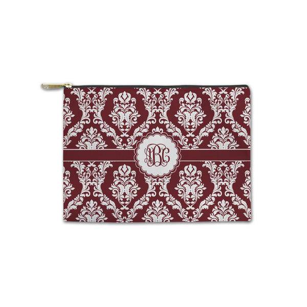Custom Maroon & White Zipper Pouch - Small - 8.5"x6" (Personalized)