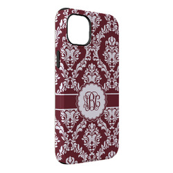 Maroon & White iPhone Case - Rubber Lined - iPhone 14 Plus (Personalized)