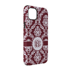 Maroon & White iPhone Case - Rubber Lined - iPhone 14 Pro (Personalized)
