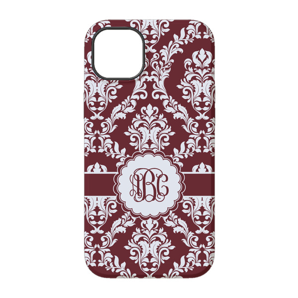 Maroon & White iPhone 14 Pro Tough Case - Back