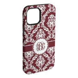Maroon & White iPhone Case - Rubber Lined - iPhone 15 Plus (Personalized)
