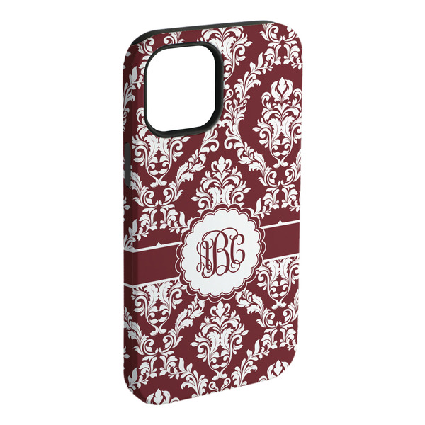 Custom Maroon & White iPhone Case - Rubber Lined - iPhone 15 Plus (Personalized)