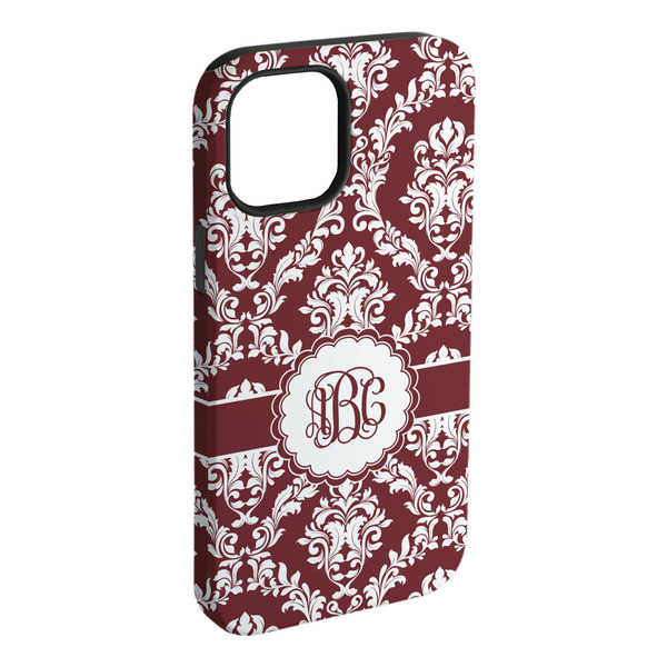Custom Maroon & White iPhone Case - Rubber Lined (Personalized)