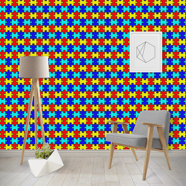 Custom Autism Puzzle Wallpaper & Surface Covering (Water Activated - Removable)