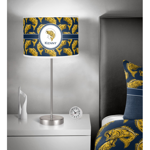 Fish 13 inch drum lamp shade - in room