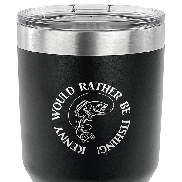 Fish 30 oz Stainless Steel Ringneck Tumbler - Black - CLOSE UP