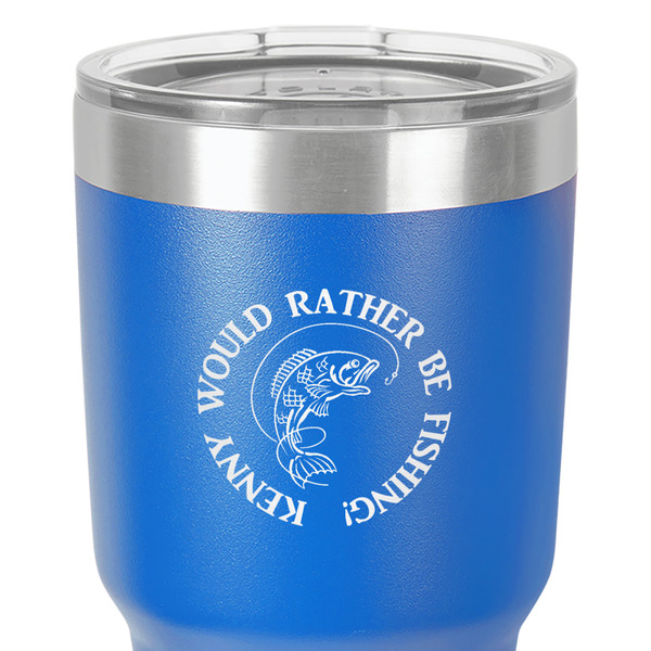 Fish 30 oz Stainless Steel Ringneck Tumbler - Blue - Close Up