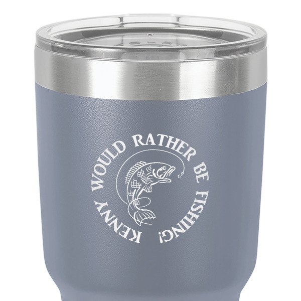 Fish 30 oz Stainless Steel Ringneck Tumbler - Grey - Close Up