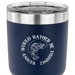 Fish 30 oz Stainless Steel Tumbler - Navy - Single Sided (Personalized)