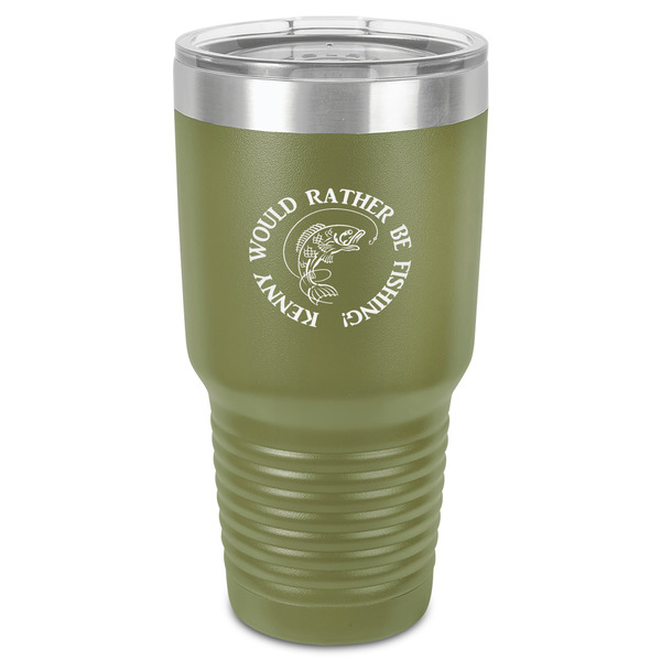 Custom Fish 30 oz Stainless Steel Tumbler - Olive - Single-Sided (Personalized)