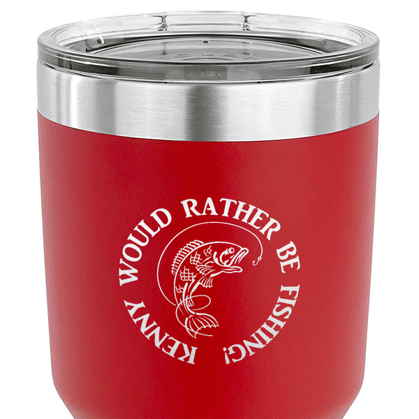 Fish 30 oz Stainless Steel Ringneck Tumbler - Red - CLOSE UP