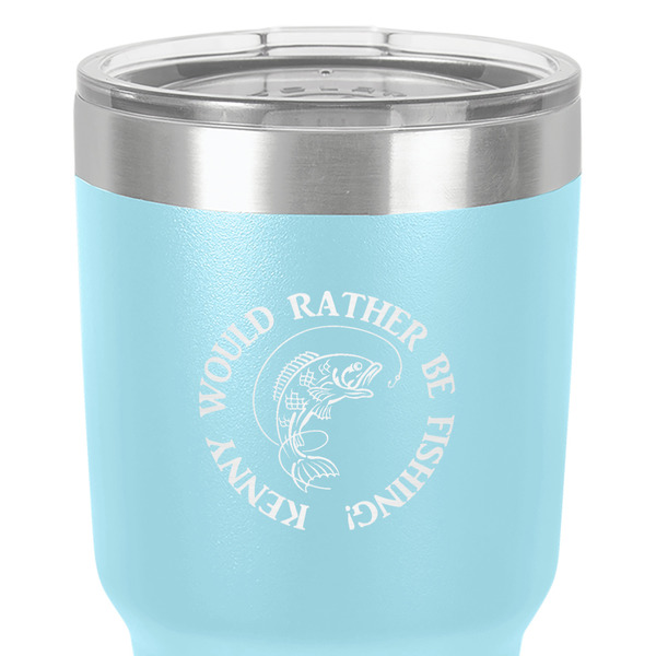 Fish 30 oz Stainless Steel Ringneck Tumbler - Teal - Close Up
