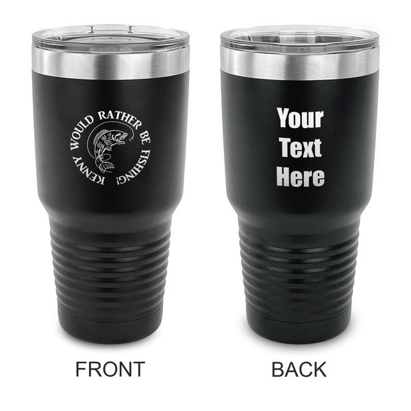 Custom Fish 30 oz Stainless Steel Tumbler - Black - Double Sided (Personalized)