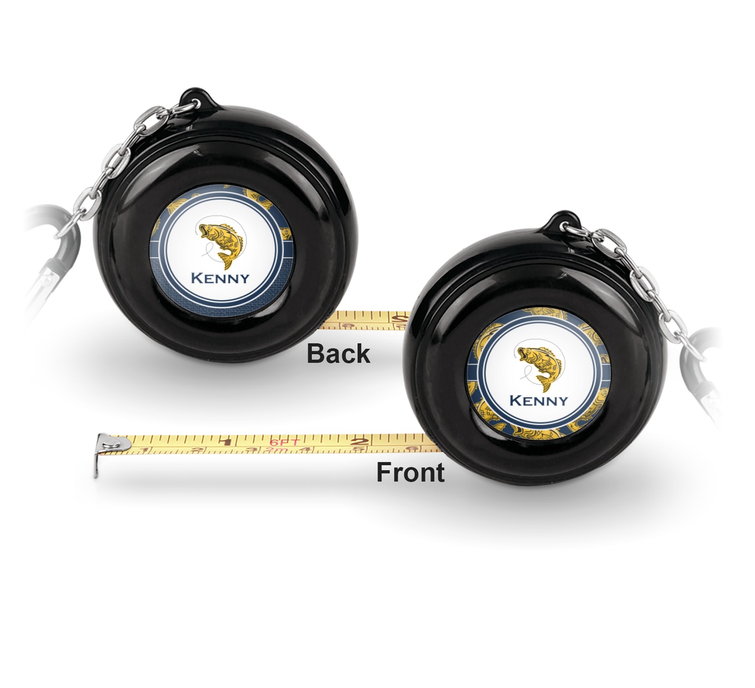 Custom Fish Pocket Tape Measure 6 Ft w/ Carabiner Clip (Personalized