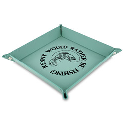 Fish 9" x 9" Teal Faux Leather Valet Tray (Personalized)
