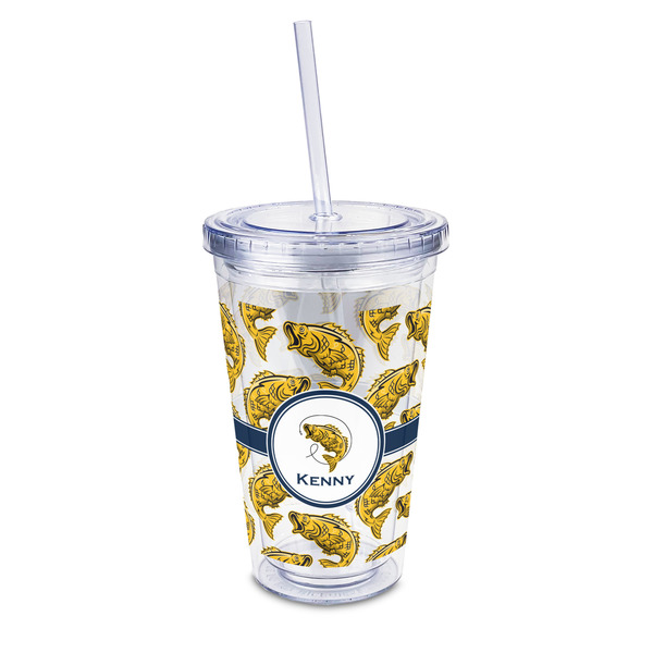 Custom Fish 16oz Double Wall Acrylic Tumbler with Lid & Straw - Full Print (Personalized)