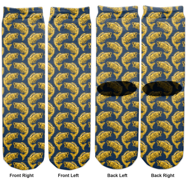 Fish Adult Crew Socks - Double Pair - Front and Back - Apvl