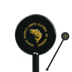 Fish 5.5" Round Plastic Stir Sticks - Black - Single Sided (Personalized)