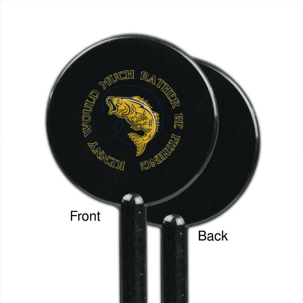Fish Black Plastic 5.5" Stir Stick - Single Sided - Round - Front & Back