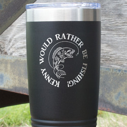 Fish 20 oz Stainless Steel Tumbler - Black - Double Sided (Personalized)
