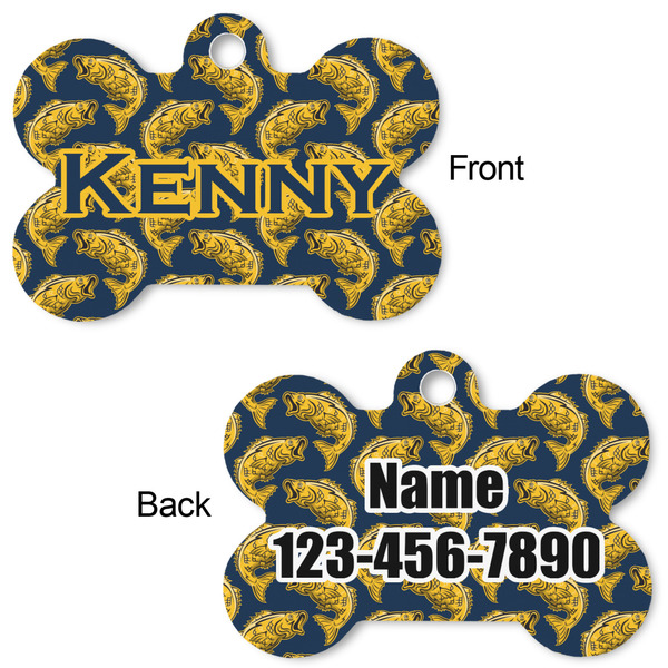 Fish Bone Shaped Dog Tag - Front & Back