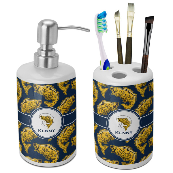 Custom Fish Ceramic Bathroom Accessories Set (Personalized)