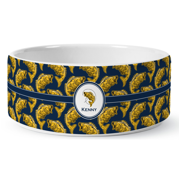 Fish Ceramic Dog Bowl - Medium - Front