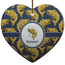 Fish Heart Ceramic Ornament w/ Name or Text