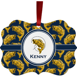 Fish Metal Frame Ornament - Double Sided w/ Name or Text