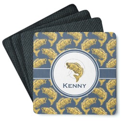 Fish Square Rubber Backed Coasters - Set of 4 (Personalized)