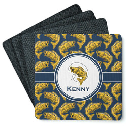 Fish Square Rubber Backed Coasters - Set of 4 (Personalized)