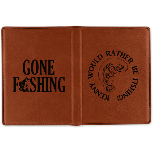 Fish Cognac Leather Passport Holder Outside Double Sided - Apvl