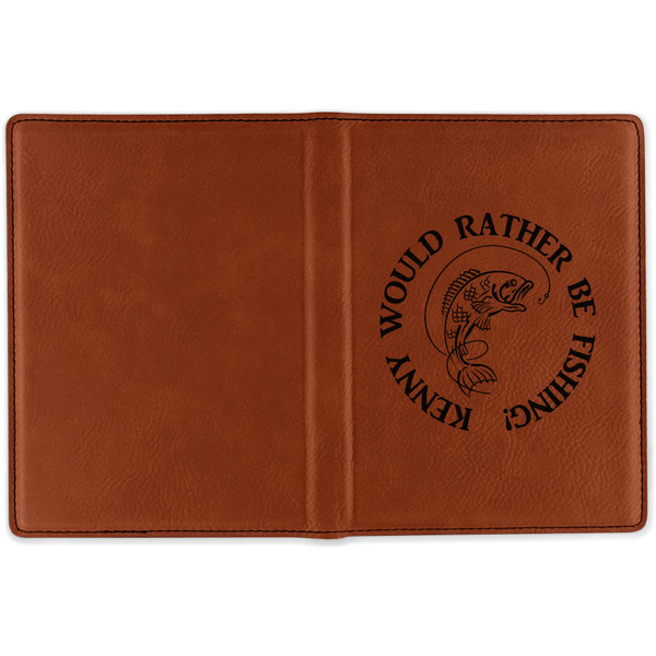 Fish Cognac Leather Passport Holder Outside Single Sided - Apvl